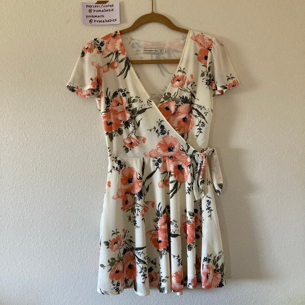 abercrombie and fitch - cream and peach floral dress